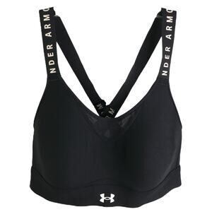 Under armour Sports Bra Womens Sz M Black Graphic Logo Strap Cross Back Stretch